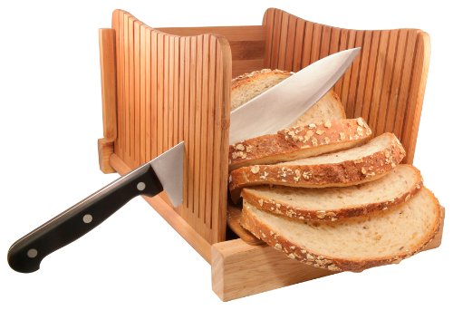 Bamboo Bread Slicer Fold-able Wooden Bread Slicer with 3 Slicer
