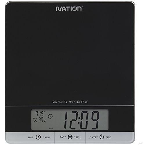 Ivation Digital Kitchen Scale W/Timer, Clock