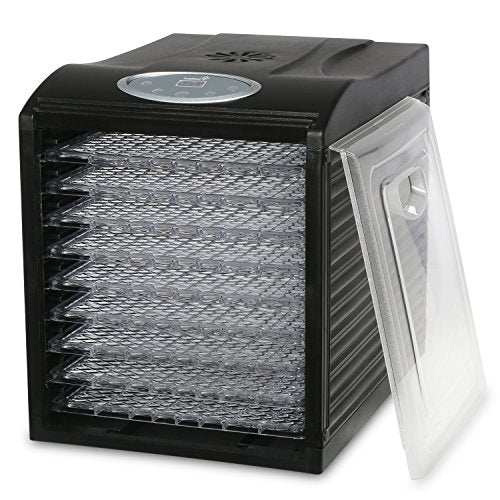 Ivation Powerful 9-Tray Food Dehydrator, Transparent Shelves, Programmable, Dishwasher-Safe Parts, Black