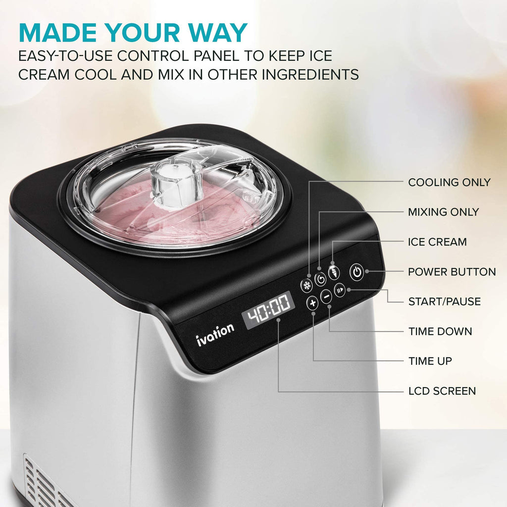 Ivation 1.2 Qt Automatic Ice Cream Maker Machine & Gelato Maker With B ...