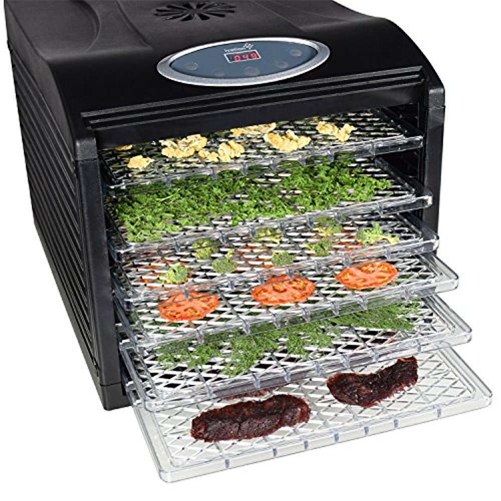 Ivation 6 Tray Countertop Digital Food Dehydrator Drying Machine 480w with  Preset Temperature Settings, Auto Shutoff Timer and Even Heat Circulation
