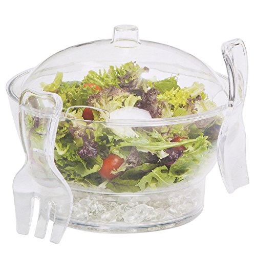 Innovative Life Large Salad Bowl on Ice with Lid, Chilled Mixing Serving Bowl for Party, Clear, Acrylic
